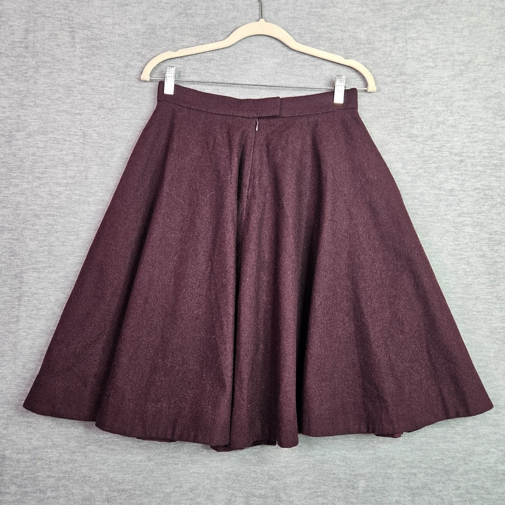 Cos Women's Burgundy Red Wool Polyester Blend Circle Skirt Size 8 - Picture 2 of 9